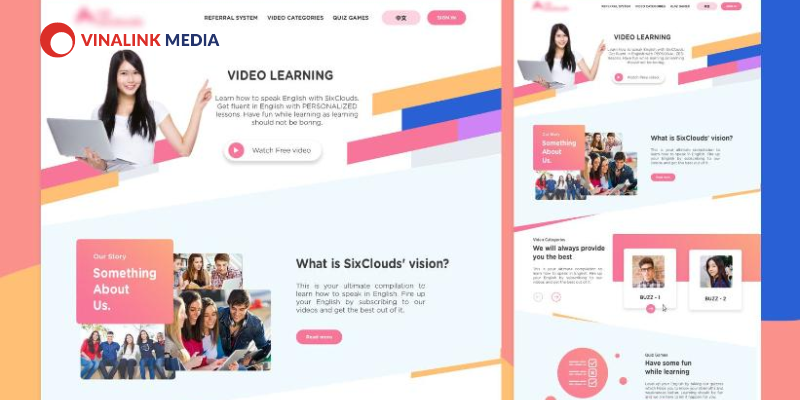 Landing page về khóa học hiện đại